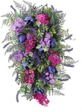 17.7inch Purple Tulip Swag for Front Door, Artificial Tulip Teardrop Swag, Artificial Floral Swag, Spring Summer Wreaths for Front Door Indoor Outdoor Window Decor(#1)