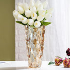 CEMABT Amber Glass Vase for Centerpieces, 9.4-inch Height, 5.1-inch Opening Width, 3.4 lbs Weight, Unbreakable, Suitable for All Kinds of Flowers, Modern and Elegant