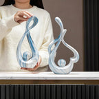 Blue Marble Abstract Sculptures Set of 2, Faux Marble Ceramic Statues, Coffee Table Centerpiece for Living Room, Entryway, Office, Shelf, Dresser Decor (11.22"&12.01" H)