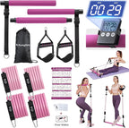 Upgraded Pilates Bar Kit with Resistance Bands Natural Latex for Women & Men, Heavy-Duty Stainless Steel Multifunctional Yoga Pilates Stick for Home Gym Exercise Fitness Equipment Full-Body Workouts