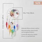 7 Chakras White Dream Catchers Tree of Life Dream Catcher Rainbow Feather Dreamcatcher Wall Decor with Healing Crystal & Fluorite Wall Art Hanging for Bedroom Home Decor Bless Gift Wedding Garden