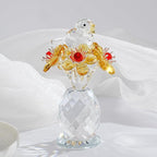 Crystal Bird & Forget-Me-Not Flower Figurine,3x4 inch Glass Flower Collectible Ornaments for Home Decor Table Centerpiece Glass Bouquet Flowers Keepsake Gifts for Women （Yellow）