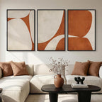 Large Framed Neutral Abstract Wall Art for Living Room, 3 Piece Modern Canvas Prints Paintings Artwork for Walls, Minimalist Beige Orange Block Pictures for Hallway Dining Bedroom Wall Decor 24x36 In