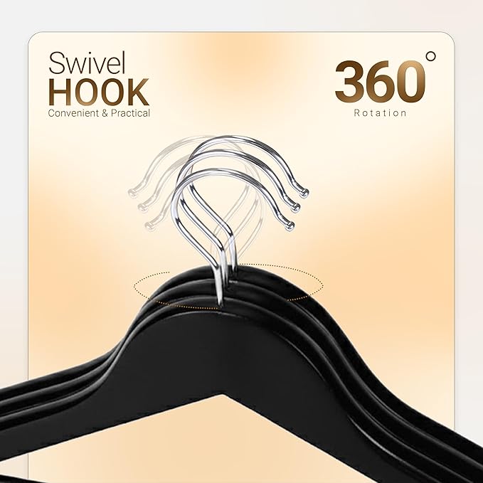 Utopia Home Premium Wooden Hangers 90 Pack - Durable & Slim Coat Hanger - Suit Hanger with 360-Degree Rotatable Hook - Wood Hangers with Shoulder Grooves (Black Color)