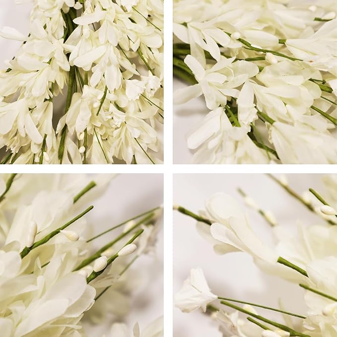 24 Inch Artificial White Forsythia Flower Wreath, Silk & Paper Bridal Floral Wreath for Front Door, Elegant Winter Wedding & Spring Summer Decor, All Season Farmhouse Porch Wall Decor