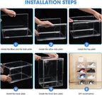 HIYOHIYO Size 14 Acrylic Clear Shoe Storage Boxes Stackable for Sneaker, Clear Shoe Box Storage Bins, Fully Transparent Display Case with Magnetic Door Suitable for Ankle, Boots, High Heels (1 Pack)