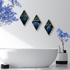 ONIZHITY 3 Pieces Blue Wall Decor Rose Wooden Bathroom Decor Positive Quotes You Are Beautiful Blue decor blue and Black Wall Decor for Bedroom Room Kitchen Bathroom Wedding Decor(12 x 7 inch)