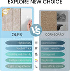Large Cork Bulletin Board for Wall 48"x36", 12 Pack Felt Slat Wall Panel Tiles with 60 Pushpins, 50 Safe Removable Adhesive Tabs, Decorative Pin Board Tack Board for Office Home School