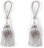 2 Pack Gold and Silver Tassel Key With Loops, Large Handmade Craft, DIY Accessories for Home Decoration (Silver, 2)