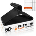 HOUSE DAY Black Plastic Hangers 60 Pack & Medium Mesh Laundry Bags 3 Pack - Space-Saving & Non-Slip Clothes Hangers with Hooks + Delicates Wash Bags Pefect for Closet Storage and Organization