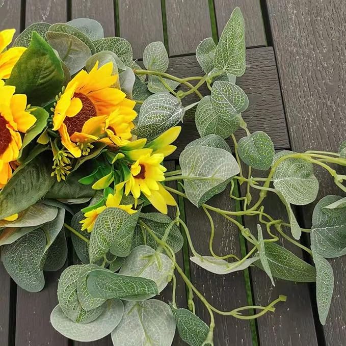 H&S BRIDAL Wedding Arch Flowers, 30 Inch Rustic Artificial Floral Swag for Door Lintel, Green Leaves Rose Peony Sunflowers Table Centerpieces Home Decoration
