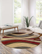 Unique Loom Barista Collection Area Rug - Ngada (6' 1" Round, Beige/Red)