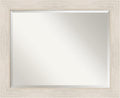 Amanti Art White Wall Mirror 27x33 Hardwood White Wash Rectangle Bathroom Mirror for Wall Decor Living Room, Large Country Rustic Wood Frame, Hangs Horizonally and Vertically, Bathroom Decor, Beveled