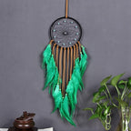 Handmade Dream Catchers Wall Decor,Boho Feather Dreamcatcher with Natural Elements,Unique Home Decor Gift for Bedroom, Living Room (blue-25.6in)