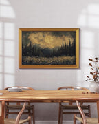 VIYYIEA Vintage Gold Framed Wall Art for Living Room, Moon Canvas Prints Halloween Home Decor, Large Oil Painting Gothic Picture, Bedroom Wall Decor Gifts for Friends -【Eternal Moon】-(36L x 24W)