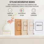 PROBENEX Warm Mocha Faux Decorative Books Set of 4 – Modern Farmhouse Brown Coffee Table Book Stack | Rustic Neutral Shelf Decor for Cozy Living Room, Bedroom & Country Modern Home Styling