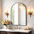 Bathroom Mirror for Wall, 30x20 Inch Arched Mirror, Matte Black Metal Framed Bathroom Vanity Mirror for Restroom Farmhouse, Anti-Rust, Tempered Glass, Hanging or Leaning