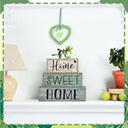 Moucuny 4 Pcs Wooden Farmhouse Table Decor Rustic Home Sweet Home Stacked Blocks Decoration Farmhouse Tiered Tray Decor Decorative Eucalyptus Block Signs Gift for Kitchen Shelf Coffee Table