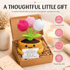 Velyra Tulip Crochet Doll, Make Things Better Positive Flower Doll with Appreciation Card, Handmade Emotional Support Plush, Thank You Gift, Teacher Nurse Coworker Gifts, Small Desk Shelf Decor