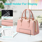 Boloyo Acrylic Display Stand with Sign Plate, 6PC Clear Display Easel Purse Display Riser Holder, Acrylic Purse Display Holder for Displaying Wallet, Purse, Handbag, Cosmetic, Jewelry, Glasses (Large, 6PC)