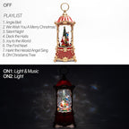 14" Christmas Snow Globe Lantern with Santa Claus - Swirling Glitter LED Light Musical Water Lantern with Rotatable Interior - Vintage Xmas Gifts - USB Plug or Battery Operated Home Decor (Palace Red)