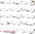 STORi SimpleSort 18-Piece Stackable Clear Drawer Organizer Set | Multi-size Trays | Makeup Vanity Storage Bins and Office Desk Drawer Dividers | Made in USA