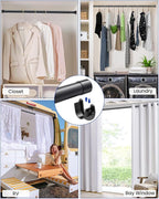 2 PACK Closet Rods for Hanging Clothes, 17 to 54 Inches Stepless Adjustable Metal Closet Rod, 1.3 Inches Heavy Duty Clothes Hanging Rod for Closet Wardrobes Laundry RV, Black