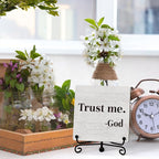 Inspirational Office Desk Decor, Trust Me God Sign, Desk Decorations For Office Home Living Room Classroom, Shelf Decor, Inspirational Christian Gifts, Wooden Plaque With Stand (B02)