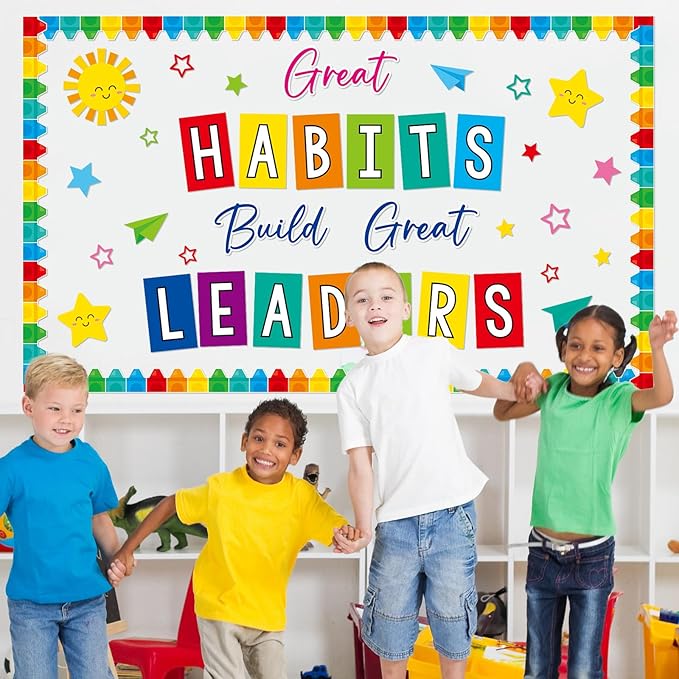 party greeting Growth Mindset Bulletin Board Decorations Great Habits Build Great Leaders Paper Cutouts Colorful Back to School Bulletin Board Set for Kindergarten Preschool Decor