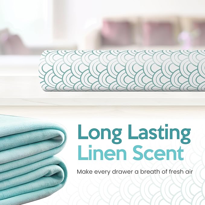 Fresh Linen Scented Drawer Liners for Dresser Drawers (10 Large Sheets, 19.7" x 14.4") - Non Adhesive Drawer Paper Liner for Bedroom Dresser & Closet Shelves by Linda’s Essentials