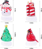 4 Pack Christmas Snow Globes Tree Snowman Cardinal Candle with 8 Songs Music and 6H Timer USB & Battery Powered Water Globe Swirling Glitter for Holiday Decorations (Tree Snowman Cardinal Candle)