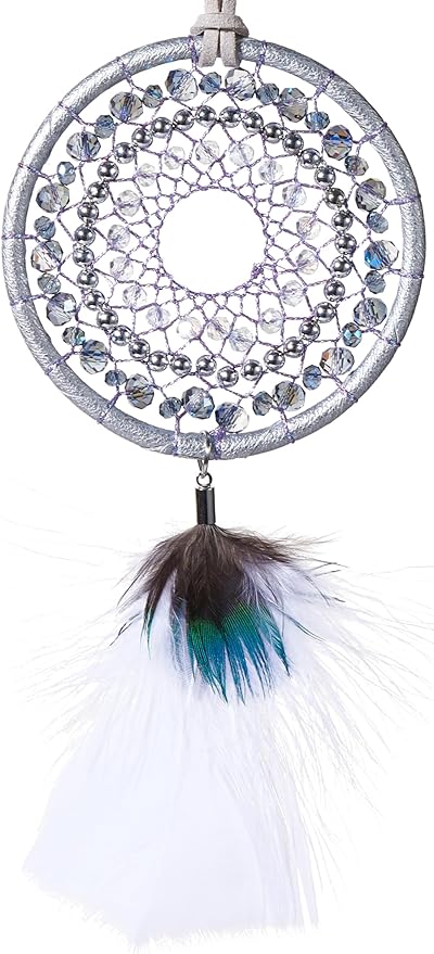 Ice Blue Dream Catchers - Turkey Feather and Peacock Feather, Handmade Small Dreamcatcher for Bedroom, Dream Catcher for Girls, Dream Catchers for Boys, Dream Catcher Wall Decor