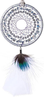 Ice Blue Dream Catchers - Turkey Feather and Peacock Feather, Handmade Small Dreamcatcher for Bedroom, Dream Catcher for Girls, Dream Catchers for Boys, Dream Catcher Wall Decor
