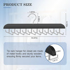 Tie Rack Hanger for Closet 20 Foldable Hooks, 2 Pack Wooden Non Slip Large Capacity Space Saving Tie and Belt Organizer with 360°Rotating Hooks for Tank Tops Bras Scarves Hat