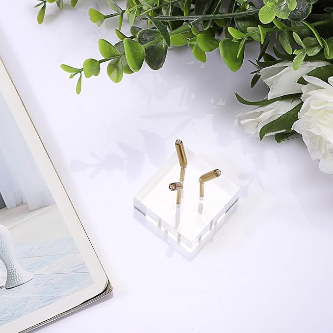 Hipiwe Gold Metal Arm Display Stand Easel with Acrylic Base Small Display Easel Holder for Sphere Crystal Ball Eggs Mineral Geodes Rock Seashell