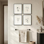 Framed Black and White Botanical Wall Art for Bathroom, 4 Piece Minimalist Floral Plant Artwork for Walls, Vintage Farmhouse Flower Picture Prints for Bedroom Kitchen Living Room Wall Decor, 8x10 Inch