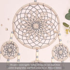 Pretty Jolly Grey Pampas Grass Dream Catchers Wall Decor with Handmade Large Native Americans Witch Dreamcatcher with Wood Beads for Adults Bedroom Wedding Garden Bless Birthday Gift-5 Rings