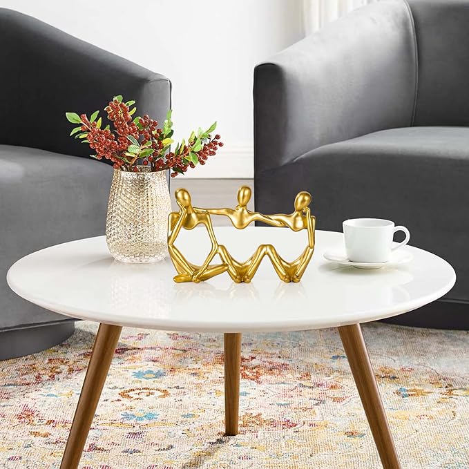 BMLCGJ Thinker Statue Gold Decor Abstract Art Sculpture, Golden Resin Collectible Figurines for Home Living Room Office Shelf Decoration,Great Gifts Ideas (Conjoined Body-Gold)