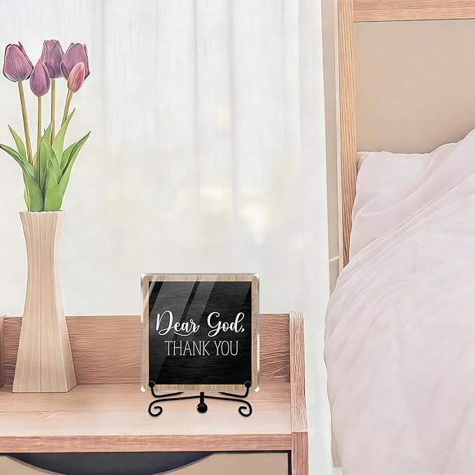 Modern Farmhouse Decor, Home Decor For Living Room, Boho Chic Aesthetic Shelf Decorations, Christian Dear God Acrylic Sign, Farmhouse Entryway Tv Stand Fireplace Coffee Table Decoration (14)