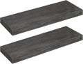HOOBRO Floating Shelves for Wall, Wall Mounted Shelf Set of 2, 23.6" Hanging Shelf with Invisible Brackets, for Wall Decor Storage in Bathroom Bedroom Kitchen Livingroom Office, Charcoal Gray BC60BJ01