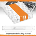 Acrylic Drawer Dividers for Clothes, Adjustable 11–20.8 Inch Expandable Deep Dresser Drawer Dividers, Clear Drawer Separators for Baby Clothes, Underwear, Kitchen, Office & Home Storage