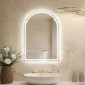 DUMOS 24"x36" LED Bathroom Mirror with Lights, Arched Vanity Mirror with Anti-Fog, Dimmable, 3-Color Light, Memory Function, Front Light and Backlit, Tempered Glass