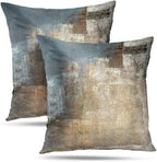 Grey and Beige Abstract Art Contemporary Pillow Cover, Modern Neutral Decorative Throw Pillows Cushion Cover for Bedroom Sofa Living Room 18 x 18 Inch Set of 2
