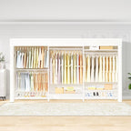 Ulif E13C Max Heavy Duty Closet Organizer System，Freestanding Clothing Racks for Hanging Clothes，Adjustable Garment Rack 86" W x16 D x77 H Hold 1100 lbs，White Rack with White Dustproof Cover