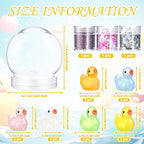 12 Sets DIY Duck Snow Globe Kit for Kids, 12 Globe Bottles, Glow in The Dark Duck Figurines, Glitter Sequins & Mini Hot Glue Gun, Summer Fun Craft Activity Set, Birthday Party Favor Gift