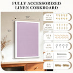 DOLLAR BOSS Bulletin Board with Linen Double-Sided 30" x 20" Linen Cork Boards for Walls Picture Display Vision Board for Office Home School Framed Picture Pin Board, 20 Pushpins 10 Clips, Purple