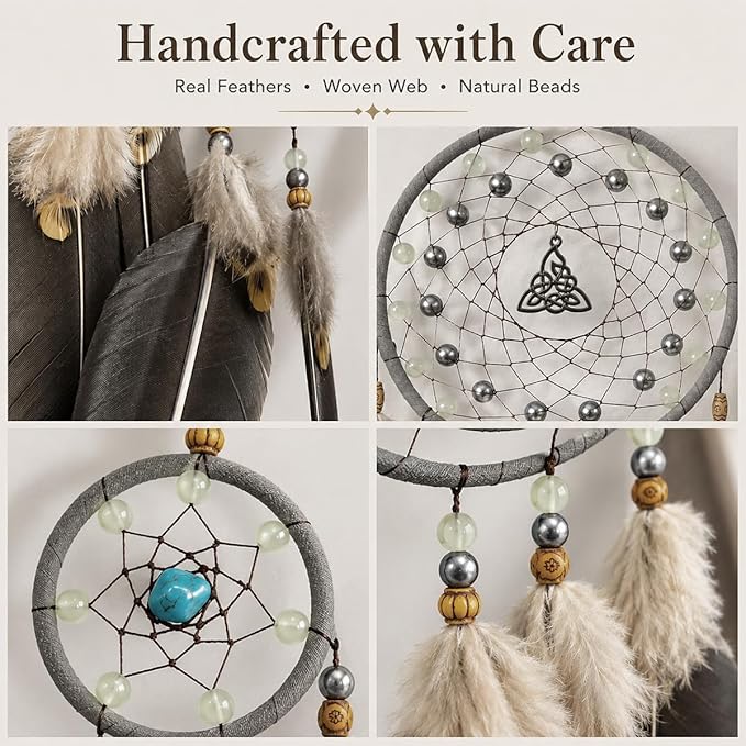 Dream Catchers for Adults Dreamcatcher Handmade Feather Native Home Wall Decoration Brown