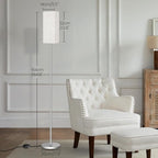 64.6'' Floor Lamp, Pole with Foot Switch, Modern Standing Lamp Lamp, Minimalist Freestanding Lamp (Bulb Not Included), for Living Room, Bedroom Office ETL Listed, Silver and Beige, SE07LD05