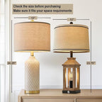 G-SAFAVA 24.25" Table Lamps Set of 2 Modern Ceramic Lamps for Living Room Bedside Lamp Gold for Night Stands Boho Bedroom Lamp Farmhouse Side End Table Lamps