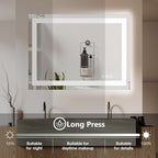 DUMOS 36.1"x36.1" LED Bathroom Mirror, Smart Anti-Fog Bathroom Vanity Mirror with Front Light & Backlit, 3 Color Temperatures, Dimmable, Memory Function